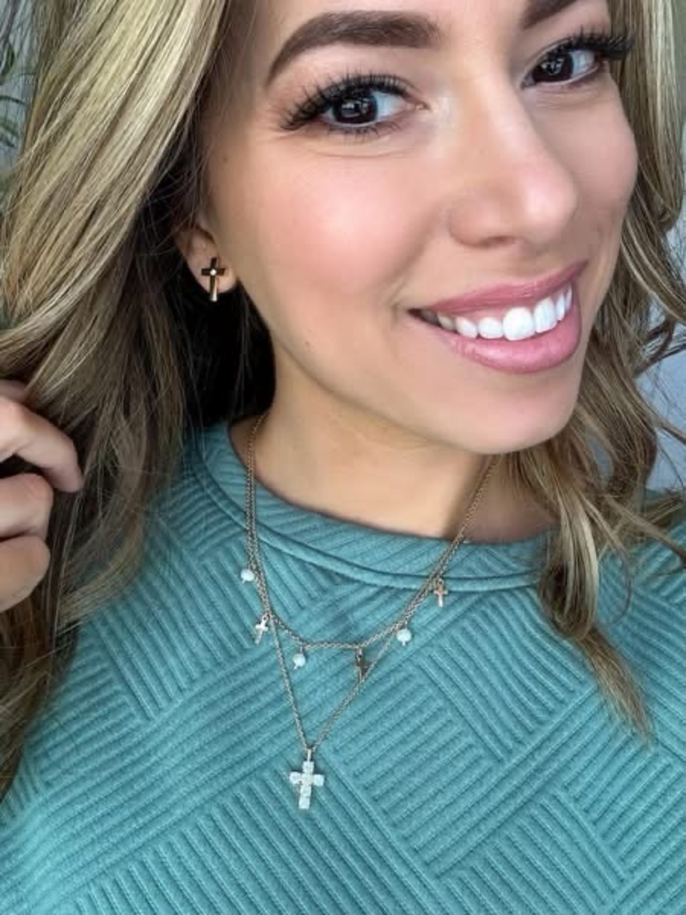 Park Lane “FAITH” Gold Cross Stud Earrings w/Crystal